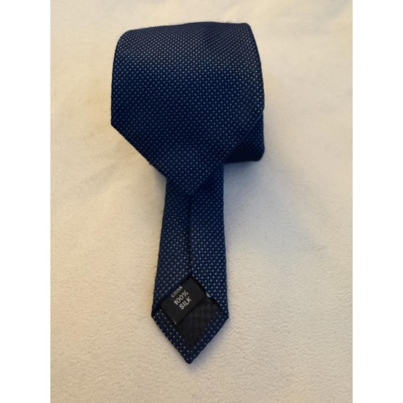 Sean John Mens Silk Necktie NavyBlueWhite Micro Dot Pin Dot Pattern Business Tie - Picture 3 of 4